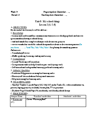Giáo án Tiếng Anh Lớp 3 (Global success) - Tuần 14 - Năm học 2022-2023